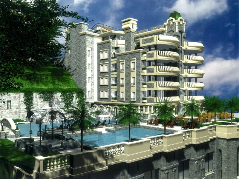 Espanjola, Herceg Novi — eksterijer sa bazenom | luksuzni apartmani, Vinex projekt (Ranko Labović)